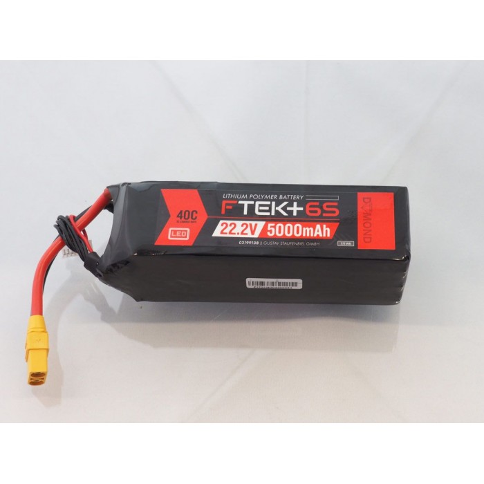 F-TEK+ 6S 5000mAh 40C LiPo w LED Indicator (XT90)