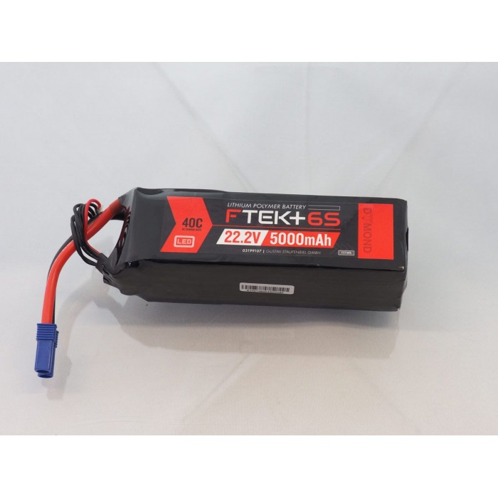 F-TEK+ 6S 5000mAh 40C LiPo w LED Indicator (EC5)