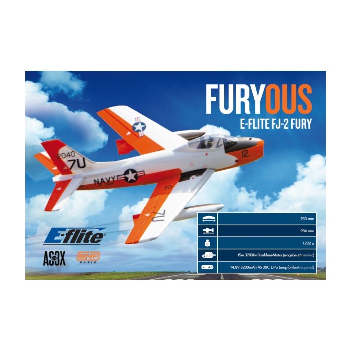 E-flite FJ2 Fury 15 DF BNF Basic